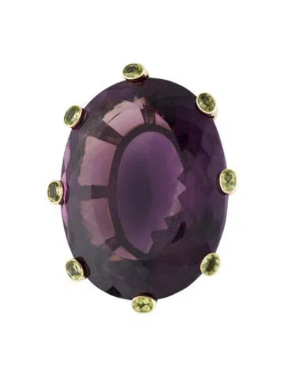Pre-owned Pendant 18k 663.53ctw Amethyst & Peridot  In Multi