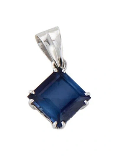 Pre-owned Pendant 18k 7.04ct Synthetic Sapphire , 1" In Multi