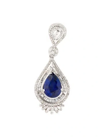 Pre-owned Pendant 18k 7.85ct Synthetic Sapphire & Diamond  In Multi