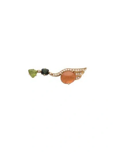 Pre-owned Pendant 18k 8.50ct Spessartine Garnet, Tourmaline, Peridot, & Diamond , 1.25" In Multi