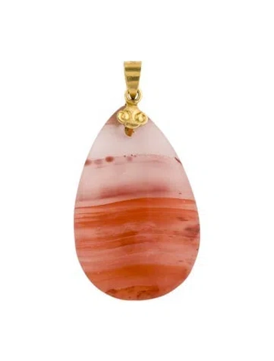 Pre-owned Pendant 18k Agate  In Multi