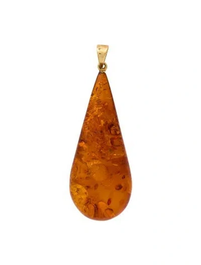 Pre-owned Pendant 18k Amber Tear Drop  In Multi
