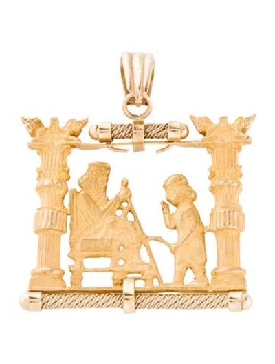 Pre-owned Pendant 18k Assyrian King Motif , 2" In Multi