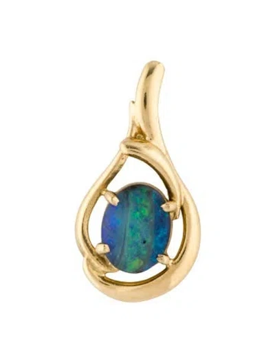 Pre-owned Pendant 18k Boulder Opal  In Multi