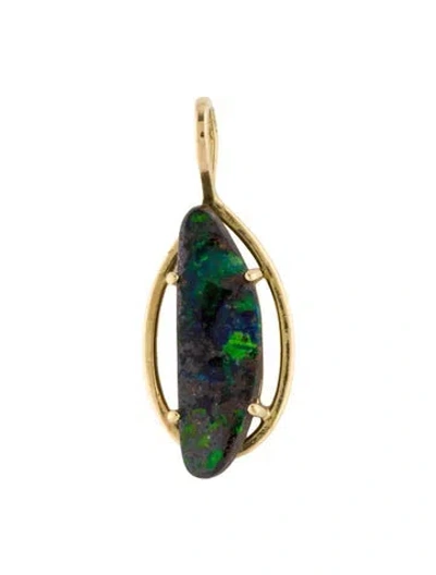Pre-owned Pendant 18k Boulder Opal  In Multi