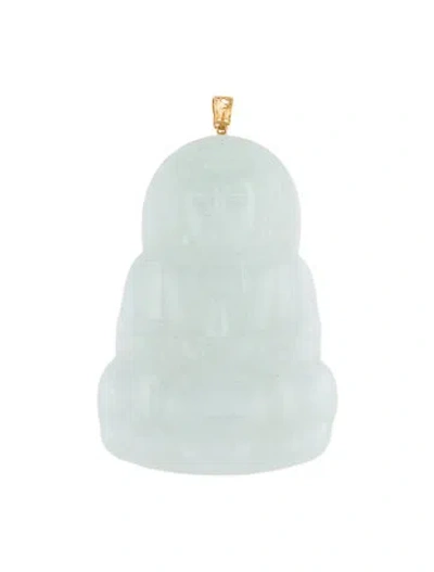 Pre-owned Pendant 18k Carved Buddha , 1.5" In Multi