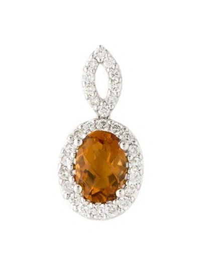 Pre-owned Pendant 18k Citrine & Diamond  In Multi