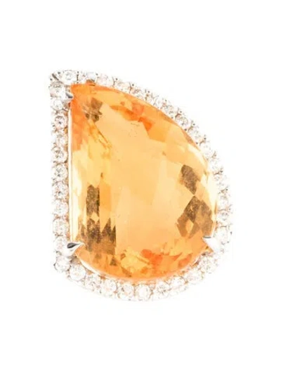Pre-owned Pendant 18k Citrine & Diamond  In Multi