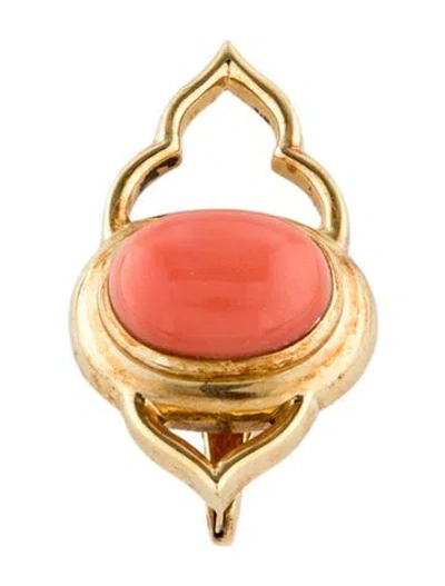 Pre-owned Pendant 18k Coral  Brooch In Multi