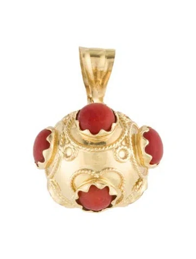 Pre-owned Pendant 18k Coral  In Multi