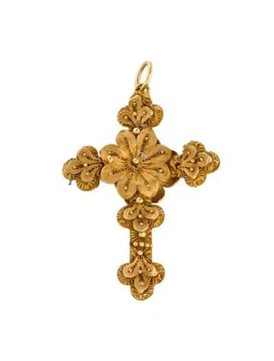 Pre-owned Pendant 18k Cross  In Multi