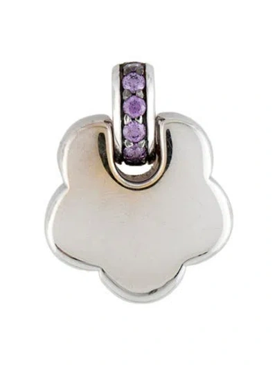 Pre-owned Pendant 18k Cubic Zirconia Flower , 1" In Multi