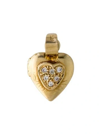 Pre-owned Pendant 18k Cubic Zirconia Locket Heart , 1" In Multi