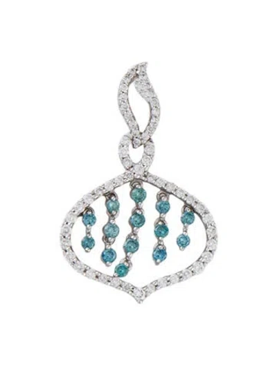 Pre-owned Pendant 18k Diamond & Color Enhanced Diamond , 1.5" In Multi