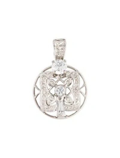 Pre-owned Pendant 18k Diamond & Cubic Zirconia  In Multi