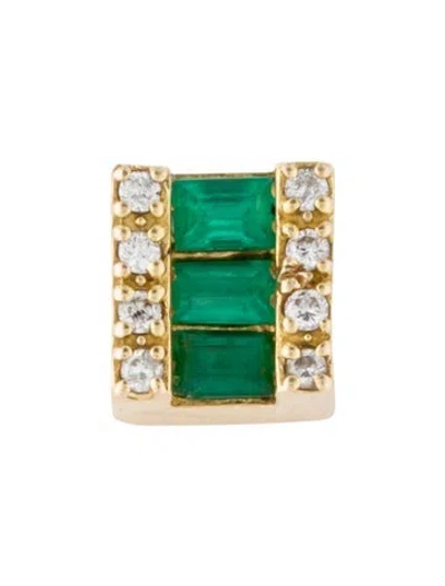Pre-owned Pendant 18k Diamond & Emerald , 0.25" In Multi