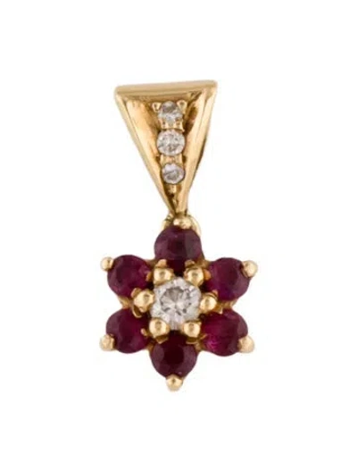 Pre-owned Pendant 18k Diamond & Ruby  In Multi