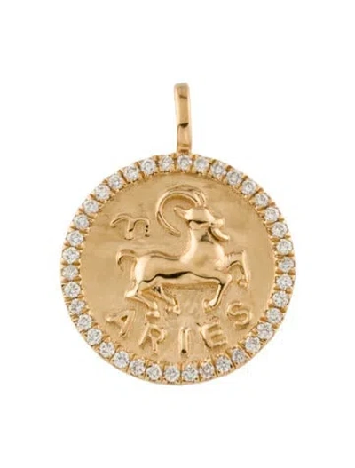 Pre-owned Pendant 18k Diamond Aries Zodiac  In Multi