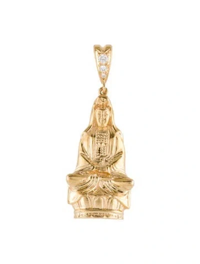 Pre-owned Pendant 18k Diamond Buddha  In Multi