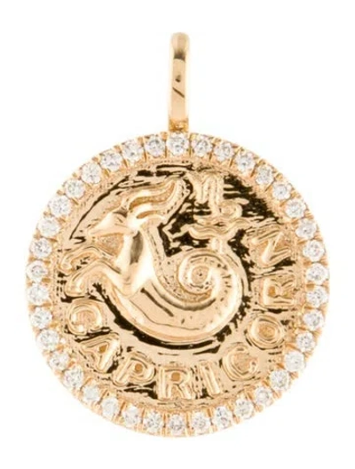 Pre-owned Pendant 18k Diamond Capricorn Zodiac , 0.75" In Multi