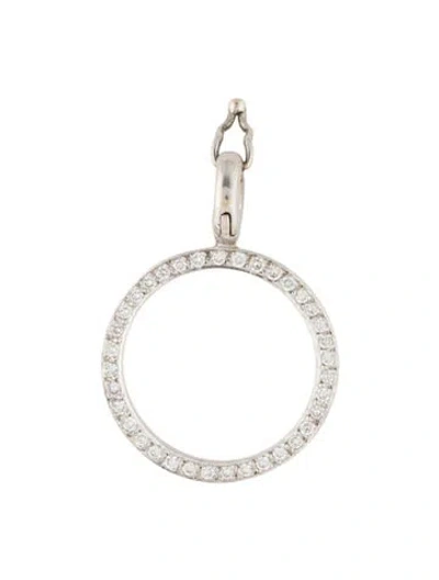 Pre-owned Pendant 18k Diamond Circle Charm , 0.75" In Multi