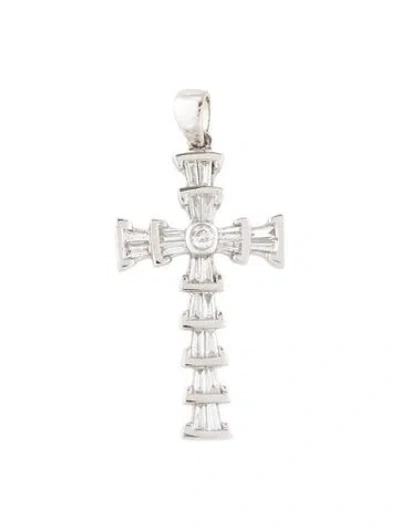 Pre-owned Pendant 18k Diamond Cross  In Multi