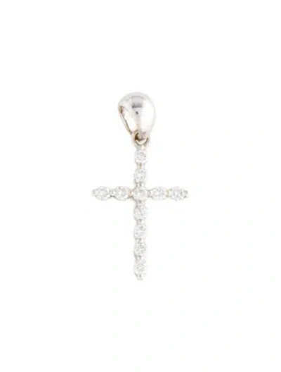 Pre-owned Pendant 18k Diamond Cross  In Multi
