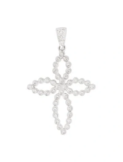 Pre-owned Pendant 18k Diamond Cross  In Multi