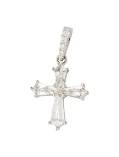 Pre-owned Pendant 18k Diamond Cross  In Multi