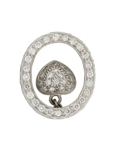 Pre-owned Pendant 18k Diamond Dangling Heart  In Multi