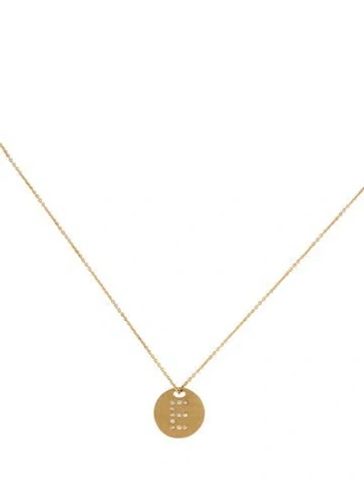 Pre-owned Pendant 18k Diamond 'e" Disc , 17.5" In Multi