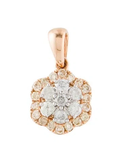 Pre-owned Pendant 18k Diamond Flower , 0.5" In Multi