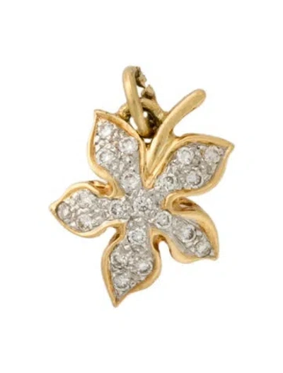 Pre-owned Pendant 18k Diamond Flower  In Multi