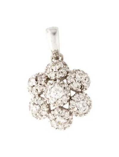 Pre-owned Pendant 18k Diamond Flower  In Multi