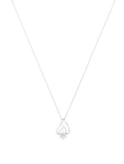 Pre-owned Pendant 18k Diamond Flower  Necklace, 17" In Multi