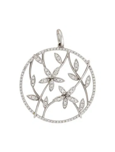Pre-owned Pendant 18k Diamond Flowers  In Multi