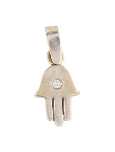 Pre-owned Pendant 18k Diamond Hamsa , 0.5" In Multi