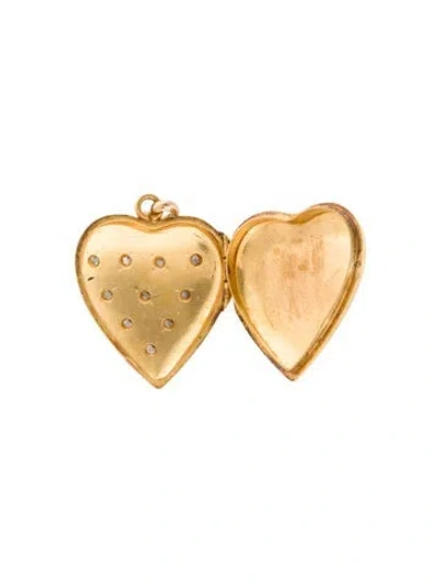 Pre-owned Pendant 18k Diamond Heart Locket , 1" In Multi