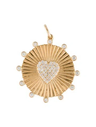 Pre-owned Pendant 18k Diamond Heart , 1" In Multi