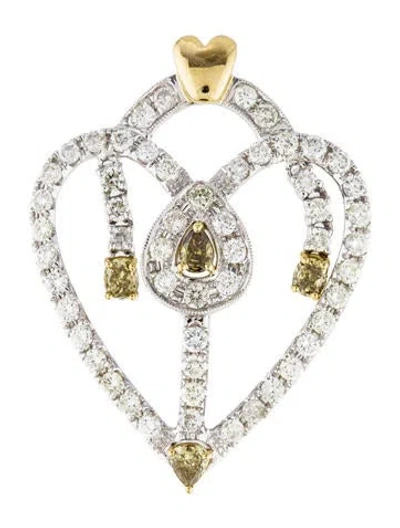 Pre-owned Pendant 18k Diamond Heart  In Multi