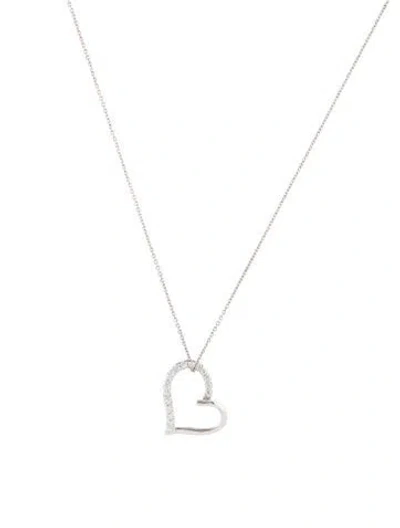 Pre-owned Pendant 18k Diamond Heart  Necklace, 17" In Multi