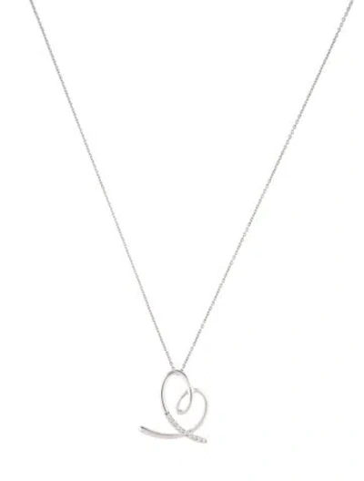 Pre-owned Pendant 18k Diamond Heart  Necklace, 17" In Multi