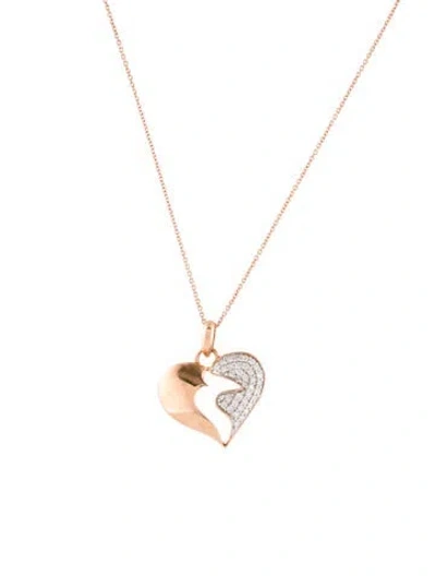 Pre-owned Pendant 18k Diamond Heart  Necklace, 17" In Multi