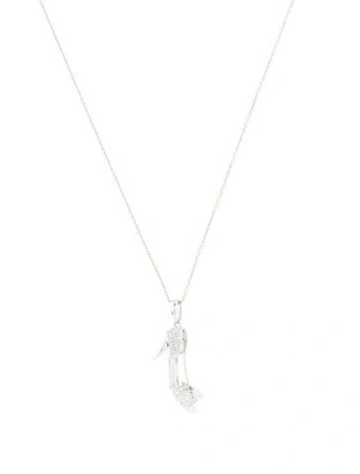 Pre-owned Pendant 18k Diamond High Heel Shoe  Necklace, 18" In Multi