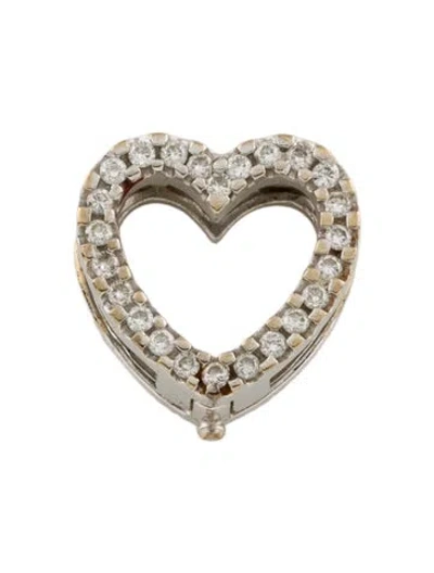 Pre-owned Pendant 18k Diamond Hinged Heart Slider  In Multi