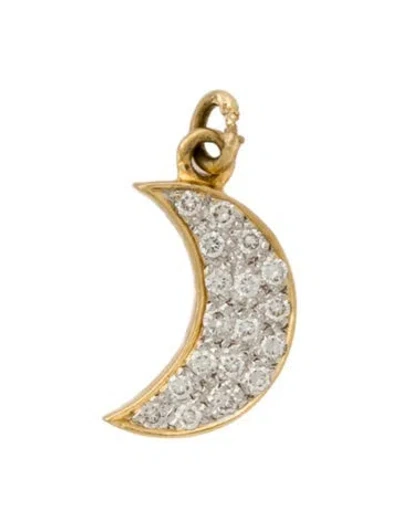Pre-owned Pendant 18k Diamond Moon  In Multi