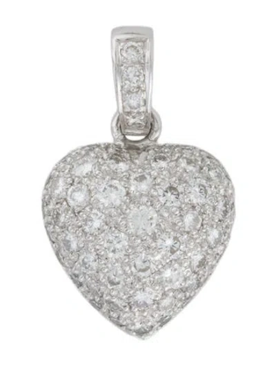 Pre-owned Pendant 18k Diamond Pave Heart  In Multi