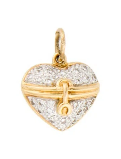 Pre-owned Pendant 18k Diamond Pave Heart  In Multi