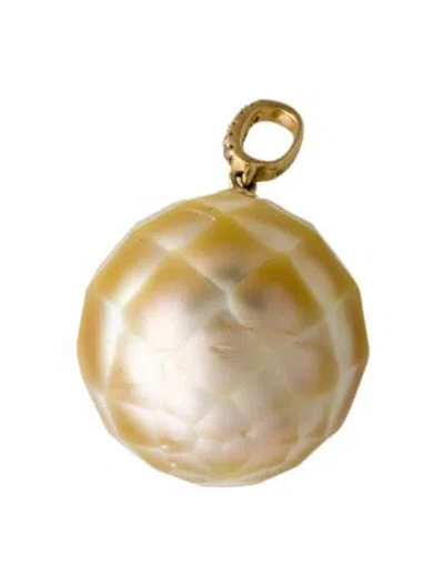 Pre-owned Pendant 18k Diamond Pearl  In Multi