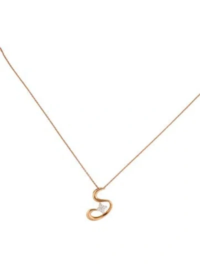 Pre-owned Pendant 18k Diamond  Necklace, 17.25" In Multi